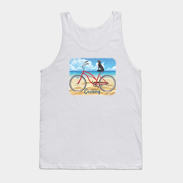 Cruising: Dog on a Bike on the Beach Tank Top by jcombs